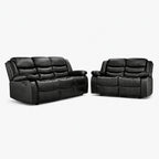 Prato Leather Reclining Sofa - Black
