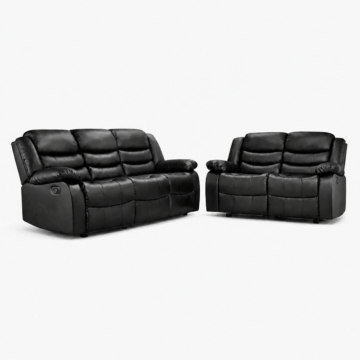 Prato Leather Reclining Sofa - Black