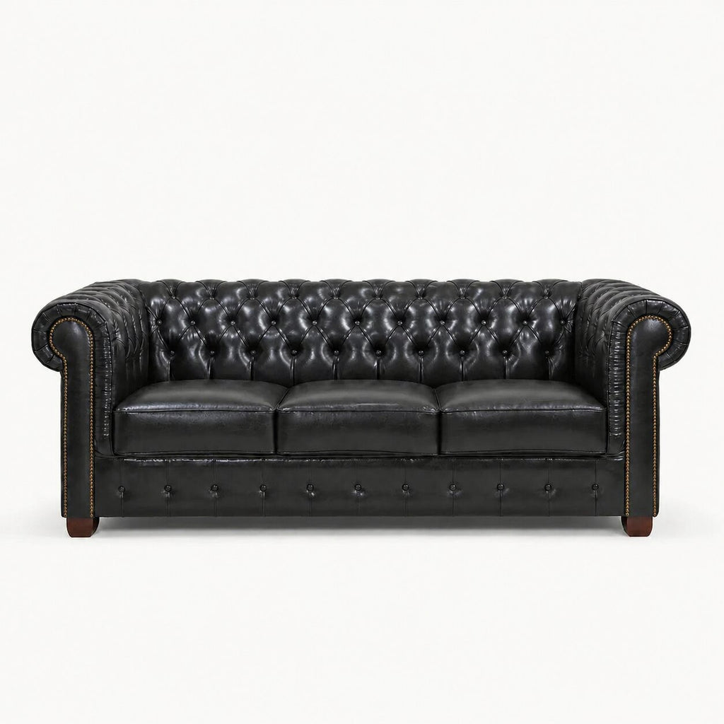 Windsor Leather 3 Seater - Black