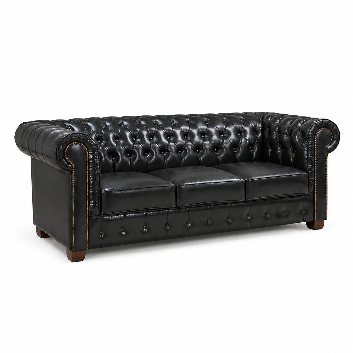 Windsor Leather 3 Seater - Black