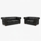 Windsor Leather Sofa Set - Black