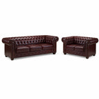 Windsor Leather Sofa Set - Oxblood