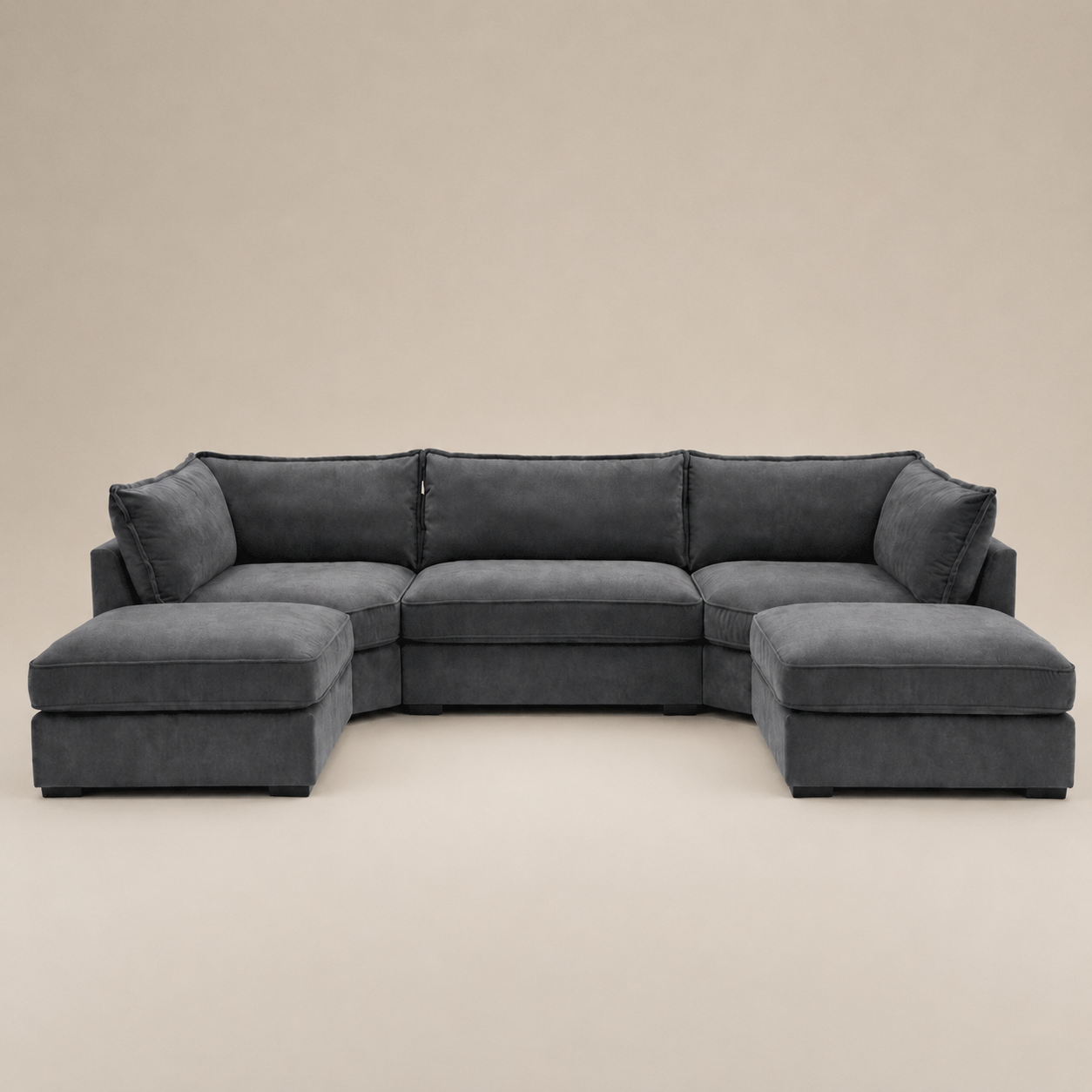 Luxury dark grey sectional sofa with chaise lounges, modern design for living room comfort