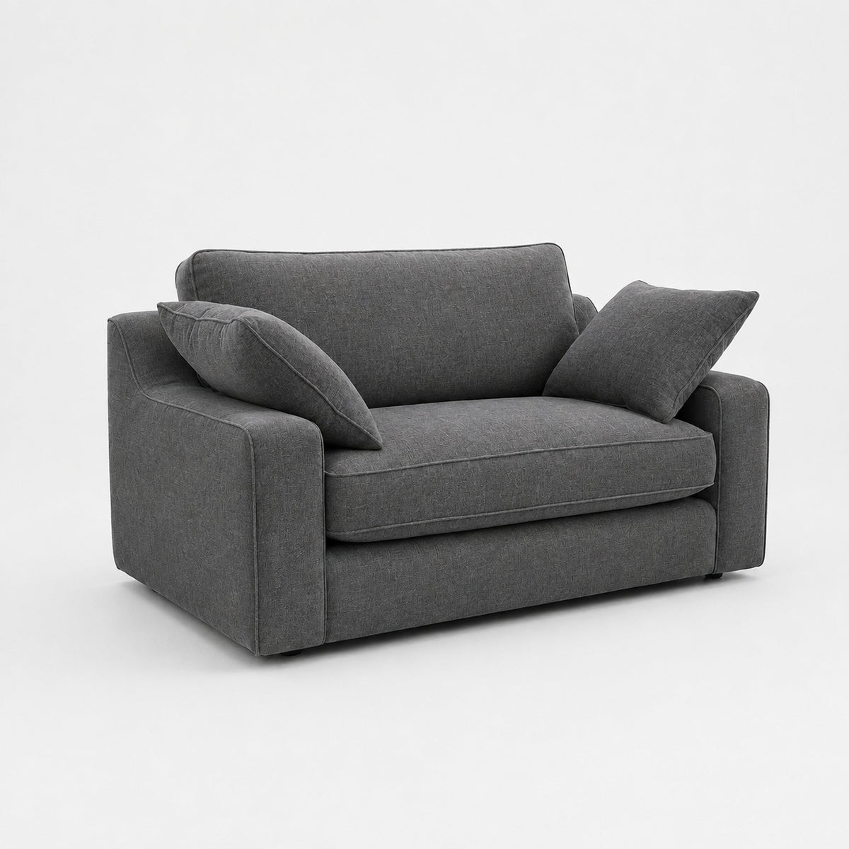 Alderley Snuggler Love Seat — Smoked Steel — clean studio