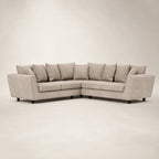 Luxury beige corner sofa with plush cushions and dark legs, ideal for modern living rooms