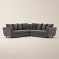 Grey L-shaped sectional sofa with plush cushions, modern luxury living room furniture