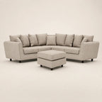 Luxury beige sectional sofa with matching ottoman, ideal for modern living rooms