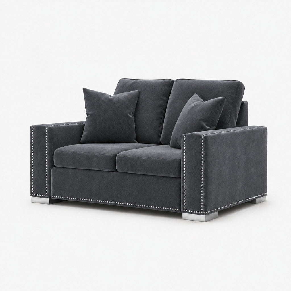Aria 2 Seater Sofa — Smoked Steel — clean studio