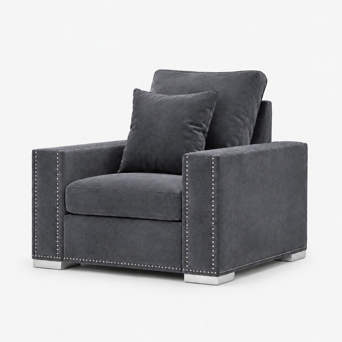 Aria Armchair — Smoked Steel — clean studio
