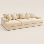 Cream modular sectional sofa with plush cushions, ideal for luxury living room furniture