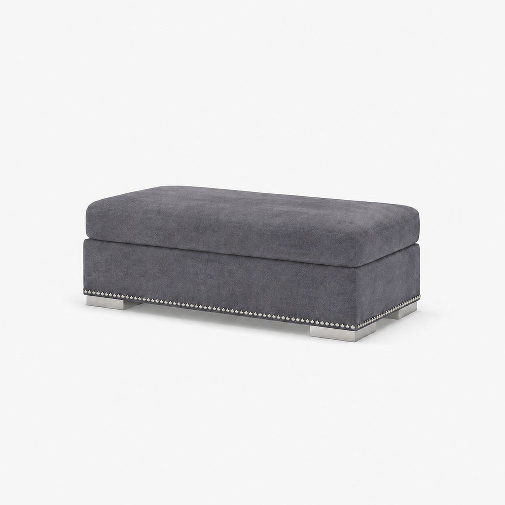 Aria Corner Footstool — Smoked Steel — clean studio