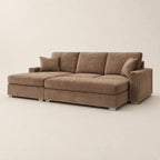 Luxury brown sectional sofa with chaise, nailhead trim, and plush cushions for modern living rooms