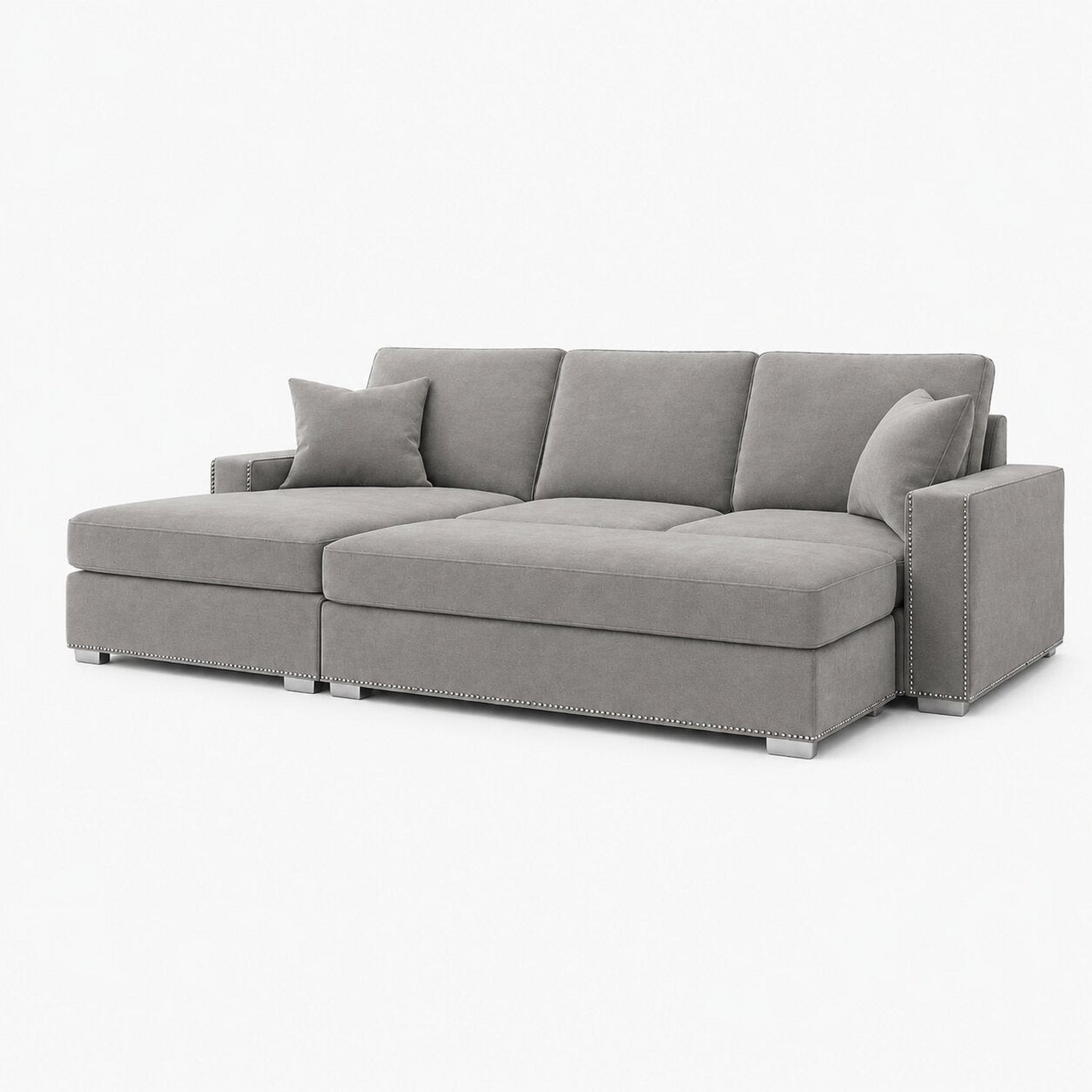 Aria Corner Sofa Bed Bundle — Silver — clean studio