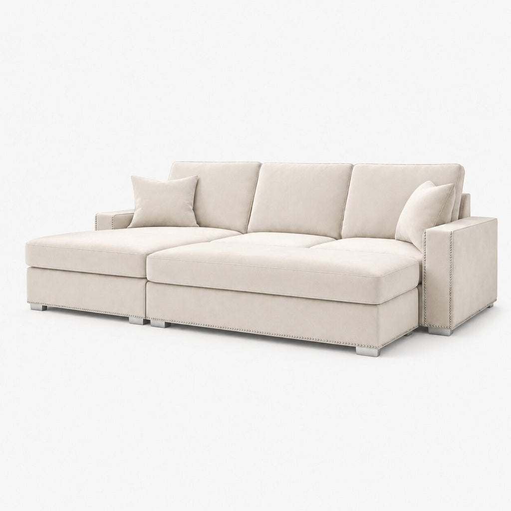 Aria Corner Sofa Bed Bundle — Vanilla Cream — clean studio