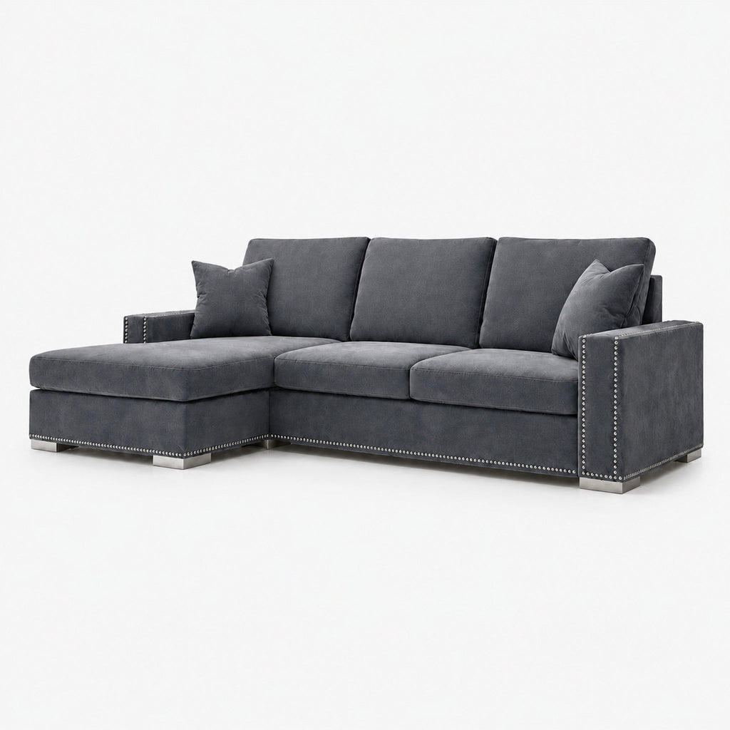 Aria Corner Sofa — Smoked Steel — clean studio