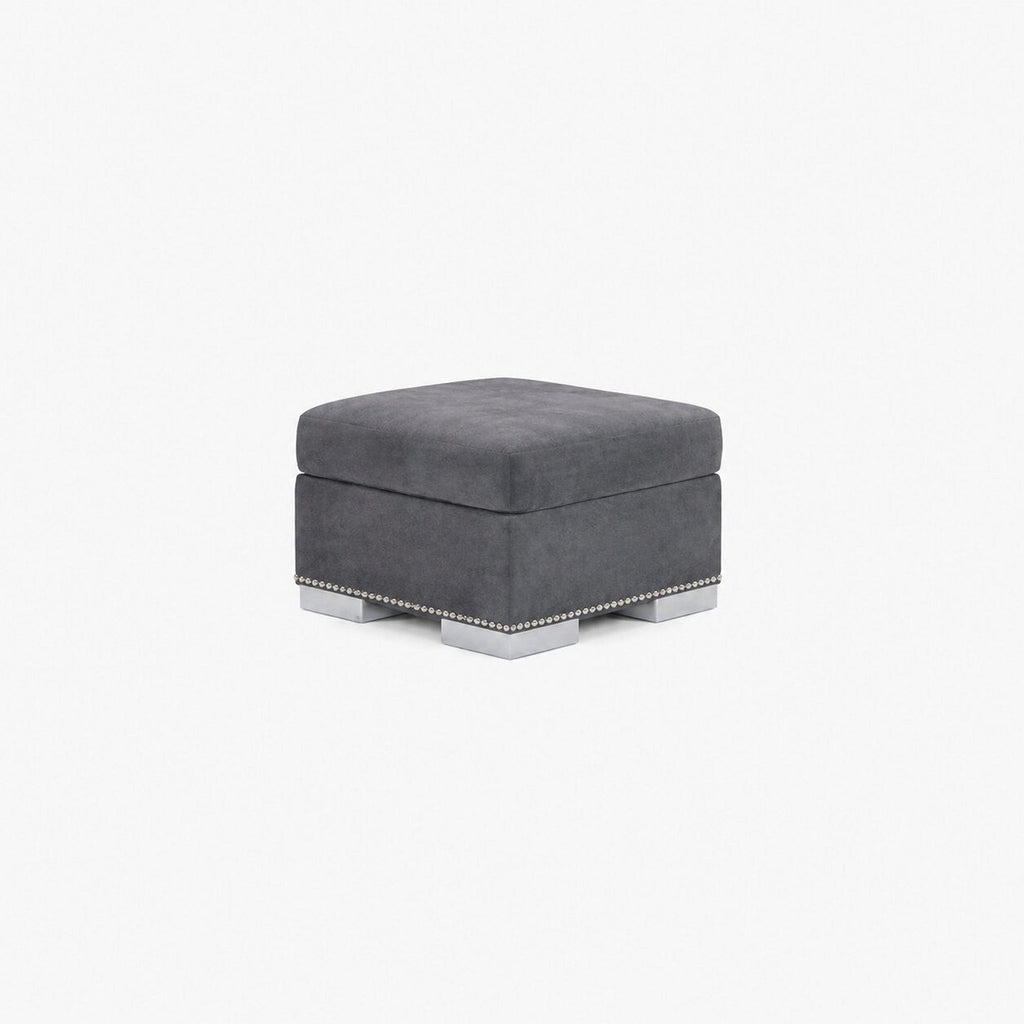 Aria Matching Footstool — Smoked Steel — clean studio