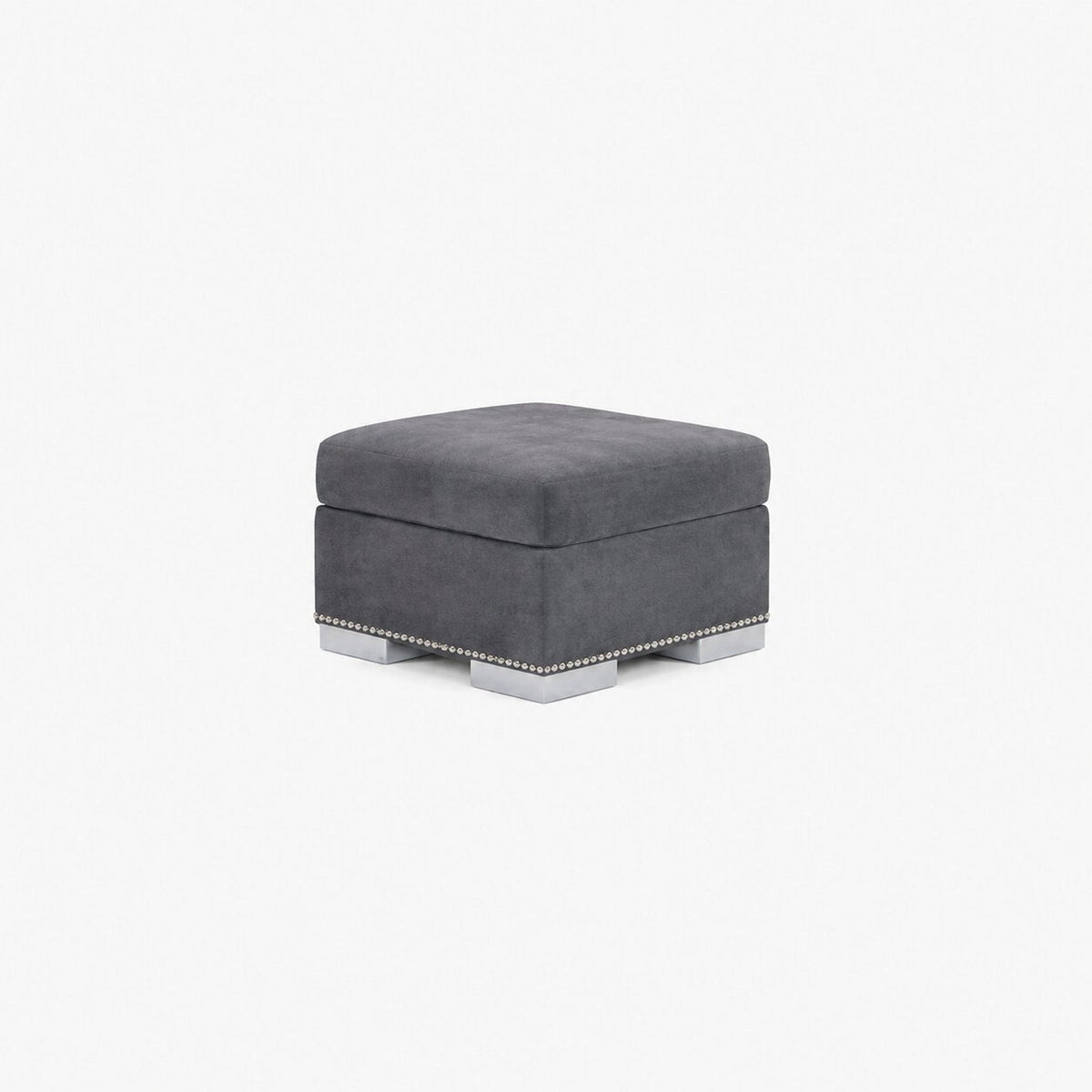 Aria Matching Footstool — Smoked Steel — clean studio