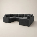 Modern dark gray sectional sofa with modular design for luxury living room
