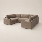 Luxury beige sectional sofa with modern design and white feet, perfect for spacious living rooms