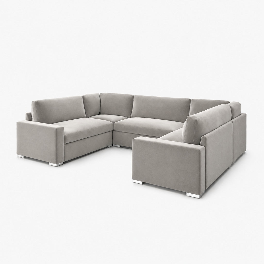 Aria Premium U-Shape Sofa — Silver — clean studio