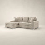 Luxury beige sectional sofa with chaise and plush cushions, modern design for living room comfort