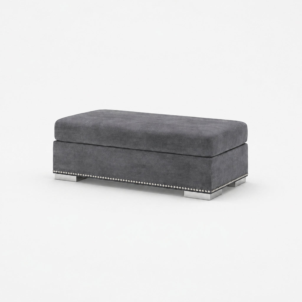 Aria Small Footstool — Smoked Steel — clean studio