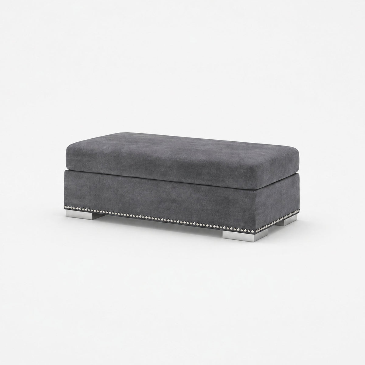 Aria Small Footstool — Smoked Steel — clean studio