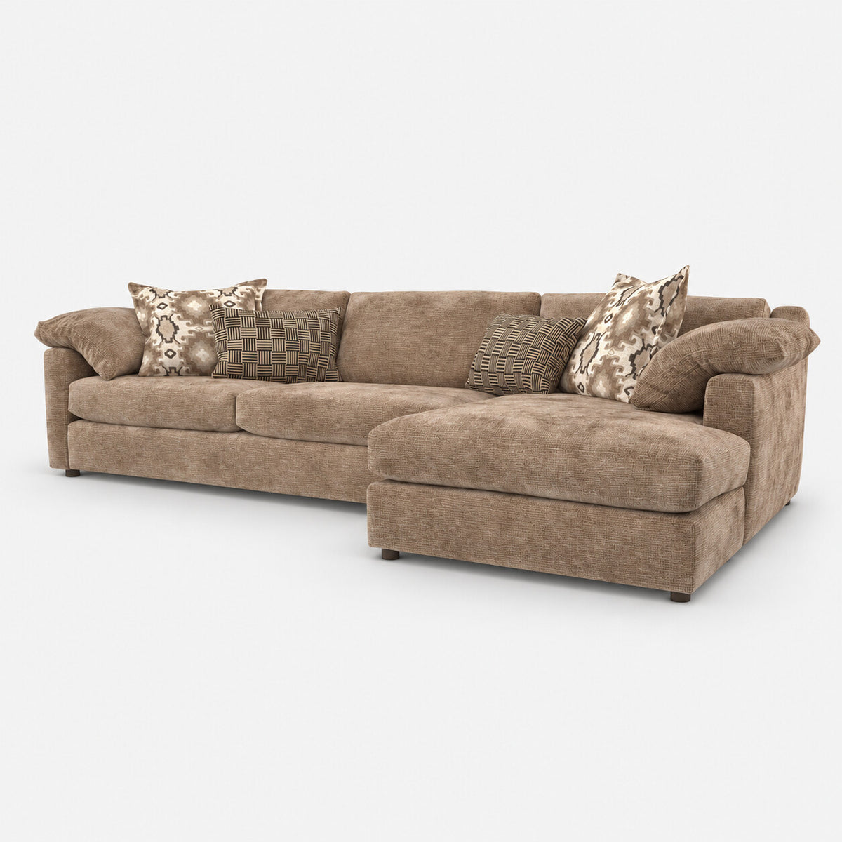 Ashbourne Grande Right Hand Facing Chaise Sofa — light grey studio background