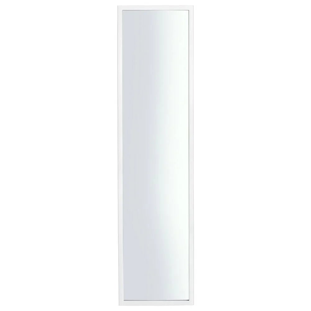 Tall white full-length mirror with slim frame for bedroom or living room