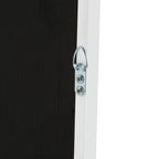 Black textured panel with silver metal latch on white frame, secure hardware detail