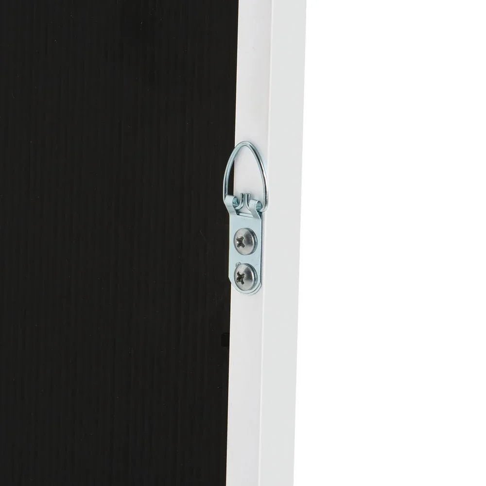 Black textured panel with silver metal latch on white frame, secure hardware detail