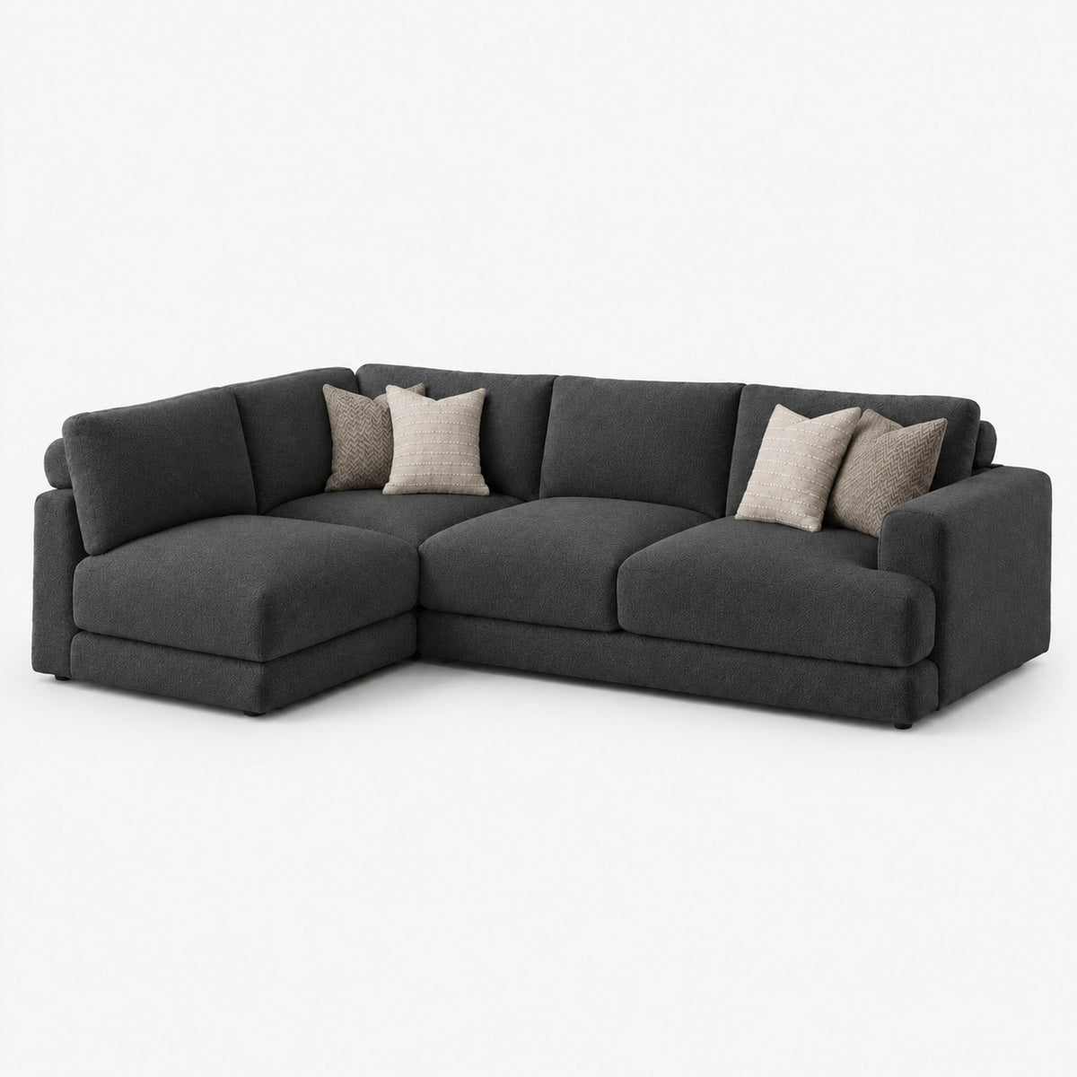 Aurelia Large Corner Sofa — Smoked Steel — clean studio