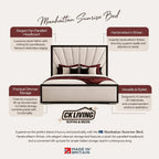 Manhattan Sunrise Bed with fan-panelled headboard, ottoman storage, handcrafted in Britain for luxury bedrooms