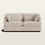 Beige fabric sofa with plush cushions and modern design for luxury living rooms