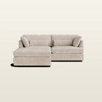 Beige sectional sofa with chaise lounge, luxury fabric, modern design for living room comfort