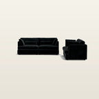 Luxury black velvet modular sofa set with chaise, perfect for modern living rooms