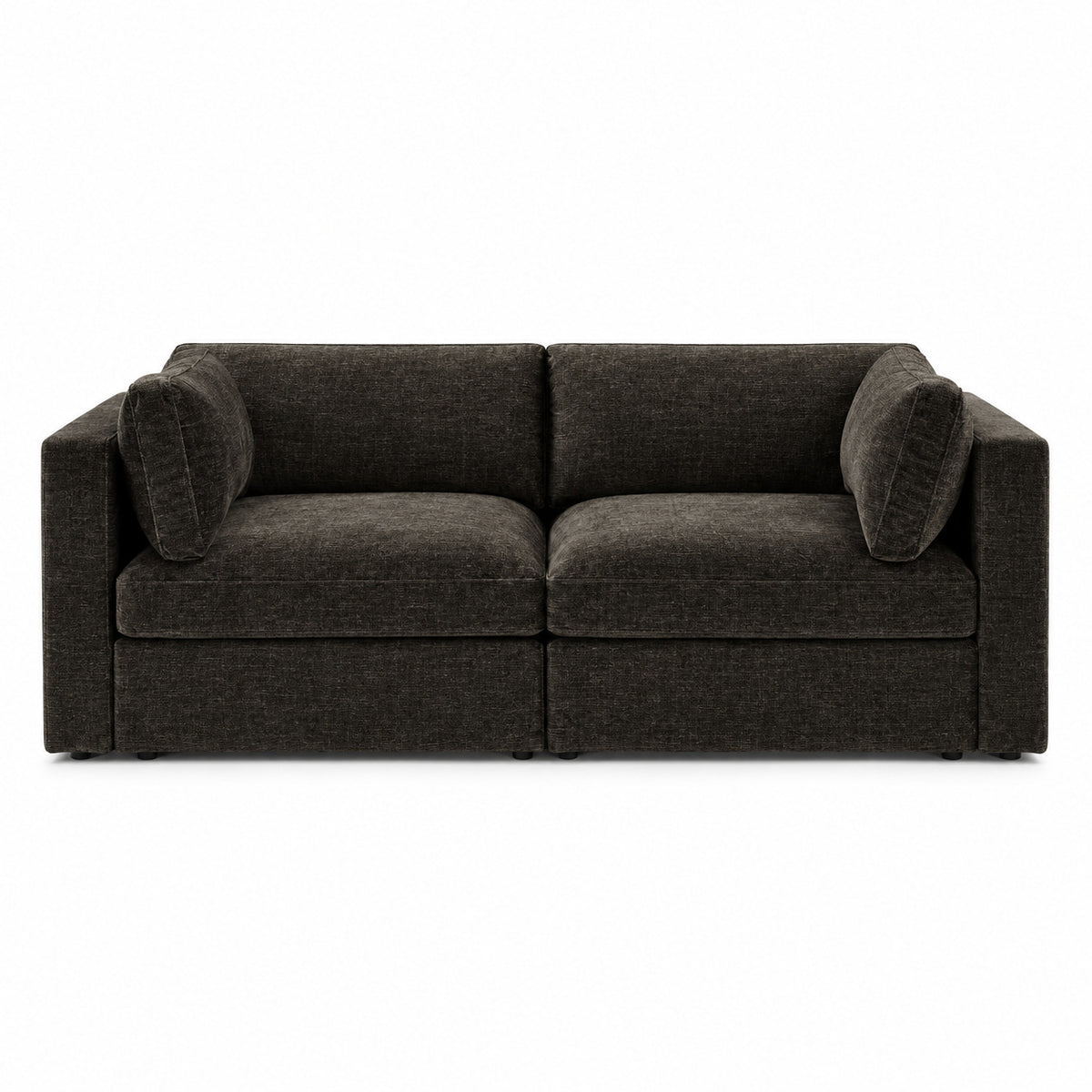 Bellano 2 Seater Sofa — luxe chenille Double Espresso — Box — Supportive memory foam