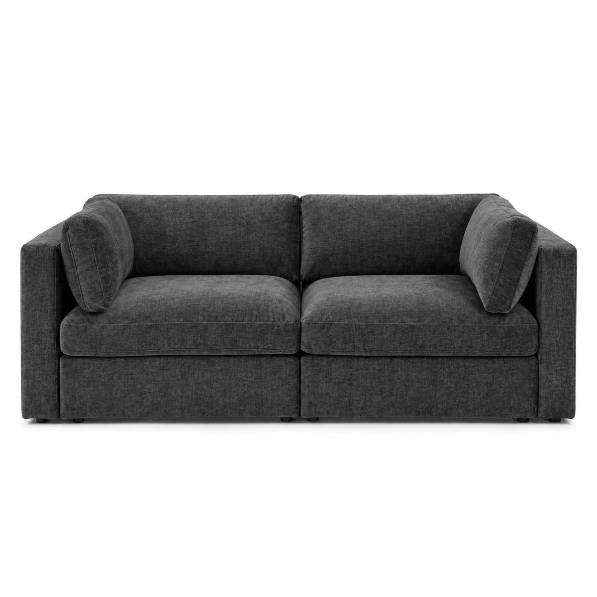 Bellano 2 Seater Sofa — luxe chenille Luxe Steel — Box — Supportive memory foam