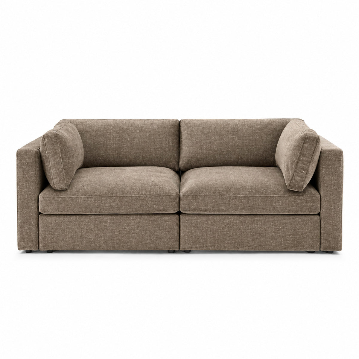Bellano 2 Seater Sofa — luxe chenille Mocha — Box — Supportive memory foam