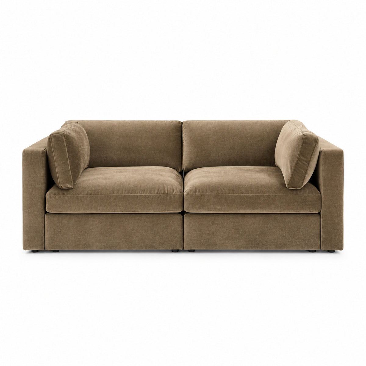 Bellano 2 Seater Sofa — plush velvet Champagne Mink — Box — Supportive memory foam