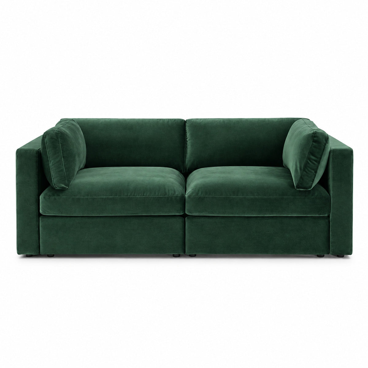 Bellano 2 Seater Sofa — plush velvet Emerald — Box — Supportive memory foam