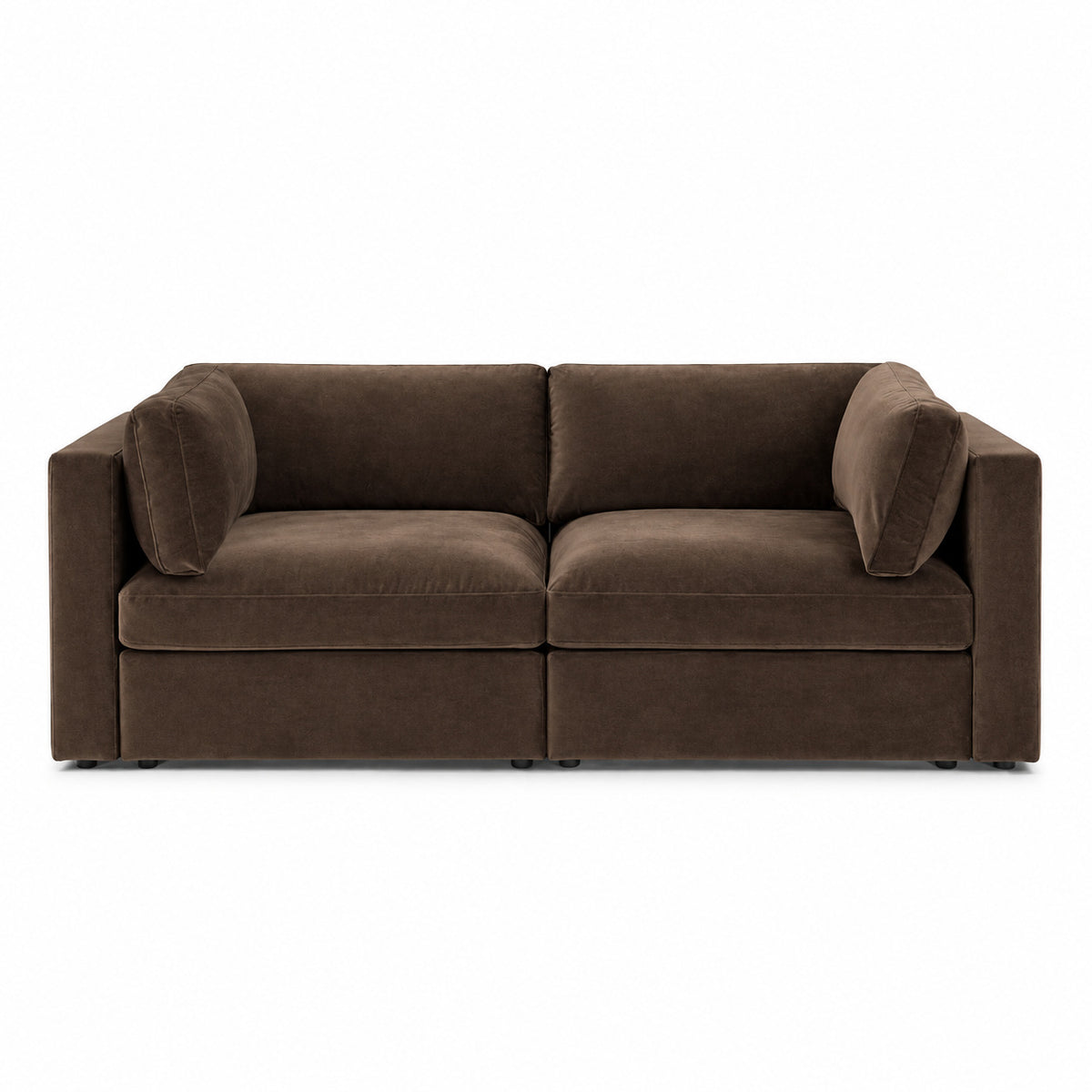 Bellano 2 Seater Sofa — plush velvet Espresso — Box — Supportive memory foam