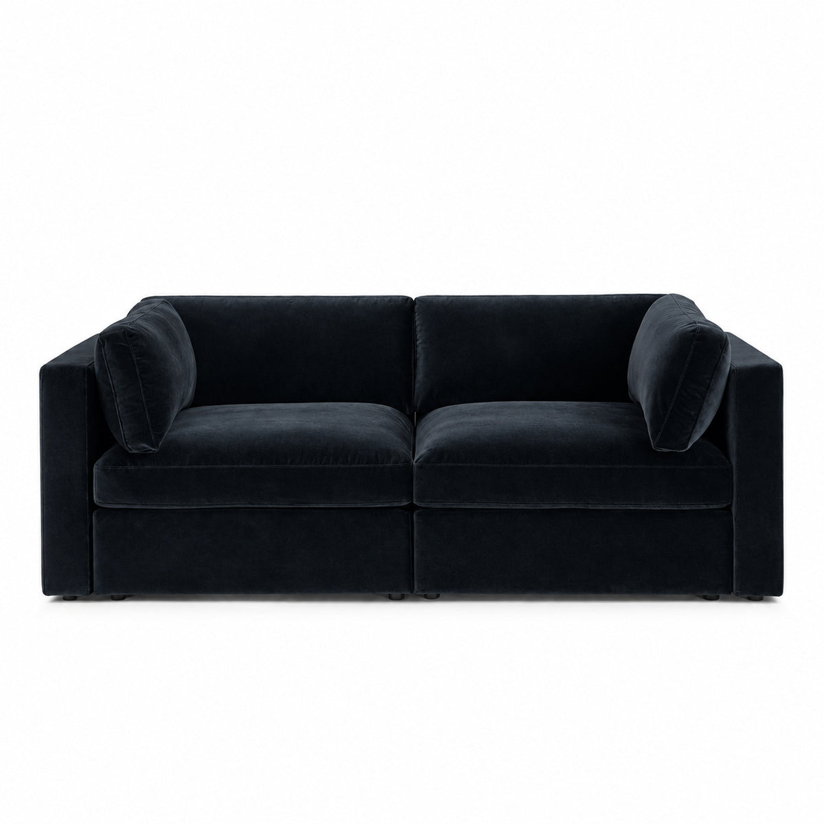 Bellano 2 Seater Sofa — plush velvet Midnight Noir — Box — Supportive memory foam