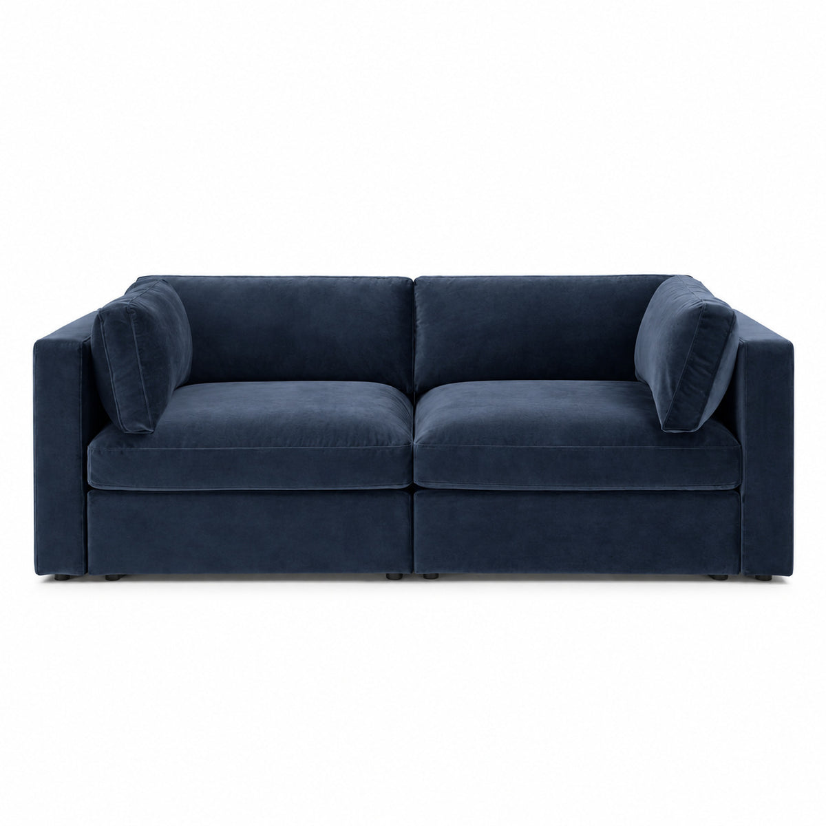 Bellano 2 Seater Sofa — plush velvet Pacific — Box — Supportive memory foam