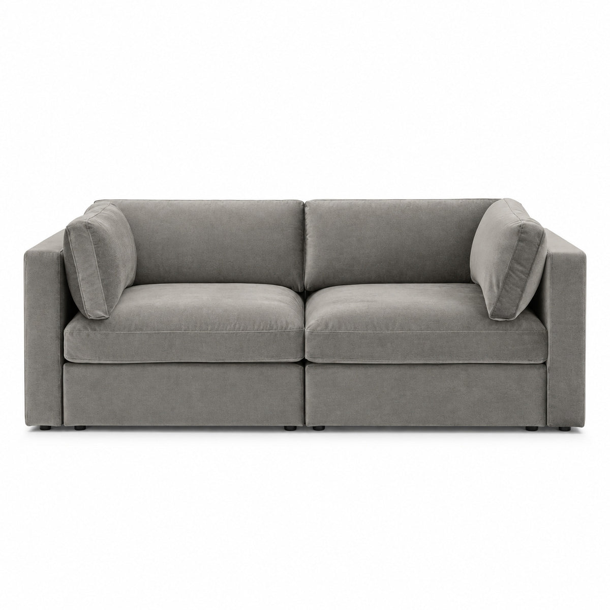 Bellano 2 Seater Sofa — plush velvet Silver — Box — Supportive memory foam