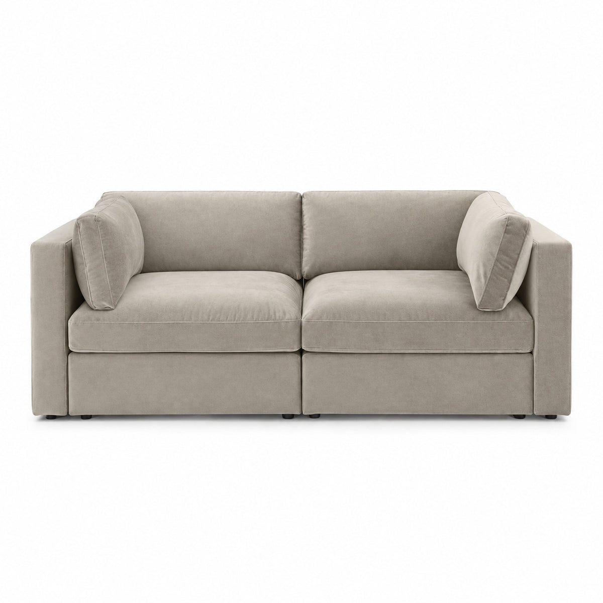 Bellano 2 Seater Sofa — plush velvet Vanilla Cream — Box — Supportive memory foam