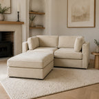 Bellano 2 Seater Sofa + Footstool in a light contemporary living room