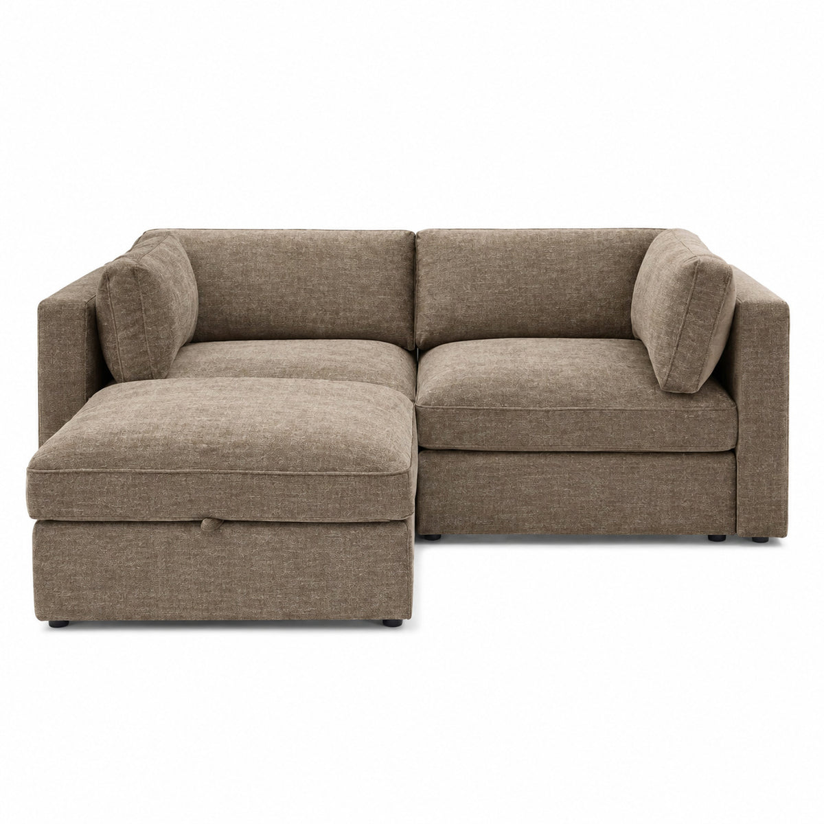 Bellano 2 Seater Sofa + Footstool — Luxe Chenille Mocha — Box — Supportive memory foam