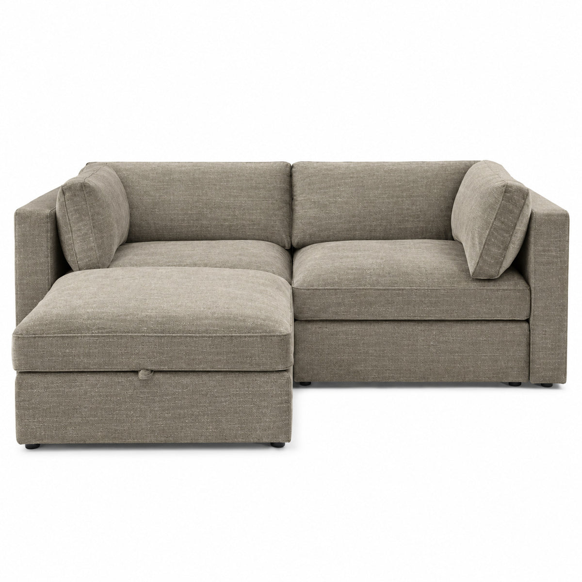 Bellano 2 Seater Sofa + Footstool — Luxe Chenille Summer Beach — Box — Supportive memory foam