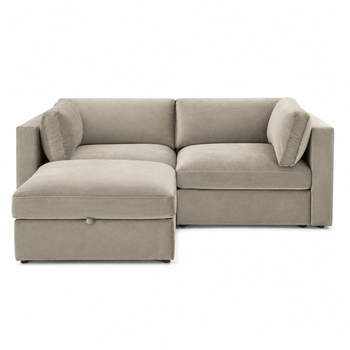 Bellano 2 Seater Sofa + Footstool — Plush Velvet Vanilla Cream — Box — Supportive memory foam